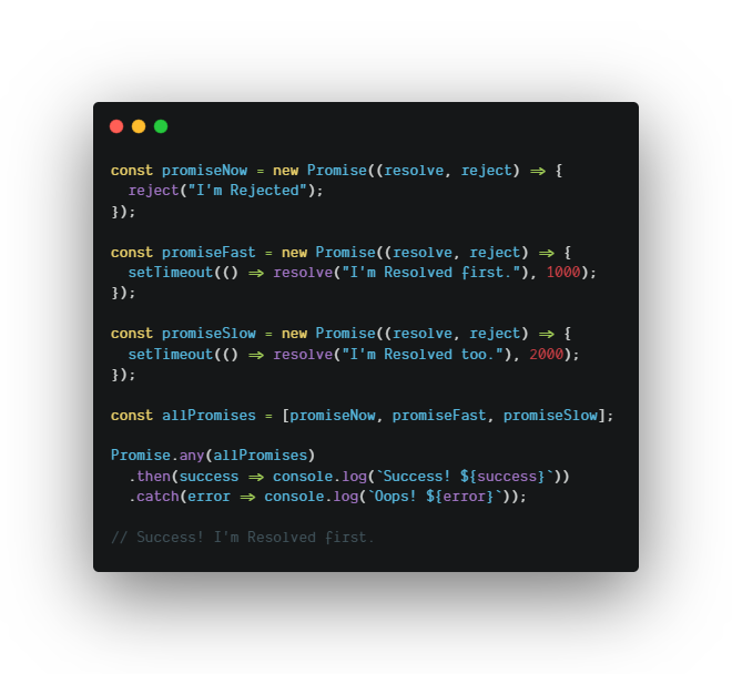 Snippet of code of Javascript Promise.all method