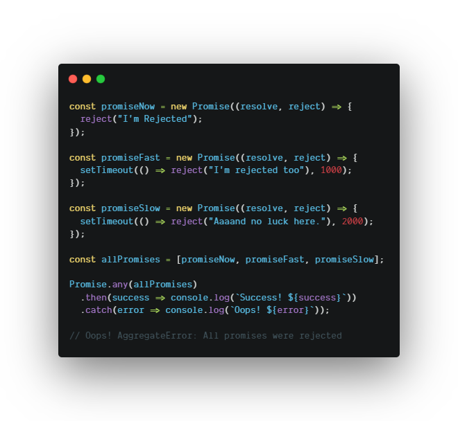Snippet of code of Javascript Promise.all method