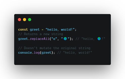 Snippet of code showing an example of the replace method